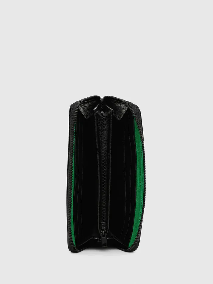Diesel Wallets Mens 24 ZIPOCKET BlackGreen Popular