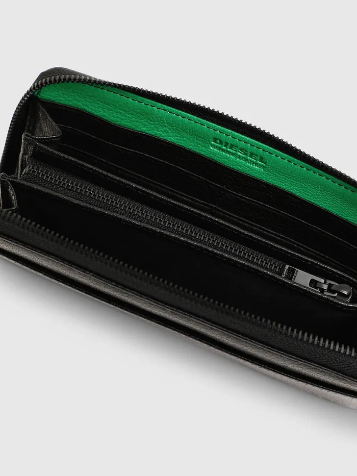 Diesel Wallets Mens 24 ZIPOCKET BlackGreen Popular