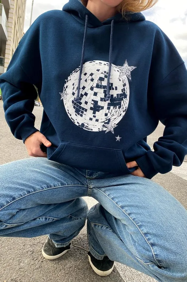 Disco Ball Hoodie Women Subdued Hoodies and Sweats