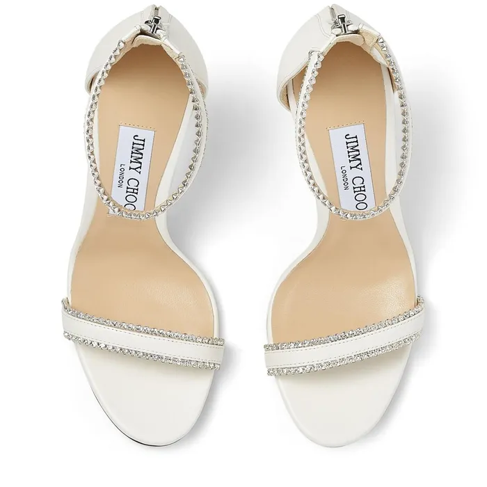 Dochas 100 Latte Nappa Leather Sandals With Jewel Trim Latte Women JIMMY CHOO Bridal Shoes Dochas 100 Latte Nappa Leather Sandals With Jewel Trim Latte Women JIMMY CHOO Bridal Shoes