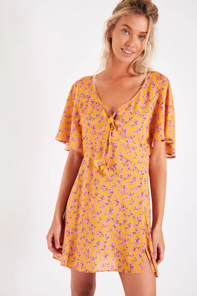 Dress Yellow 8211 KOMARI PALMARVOIL Yellow Women Banana Moon Dresses