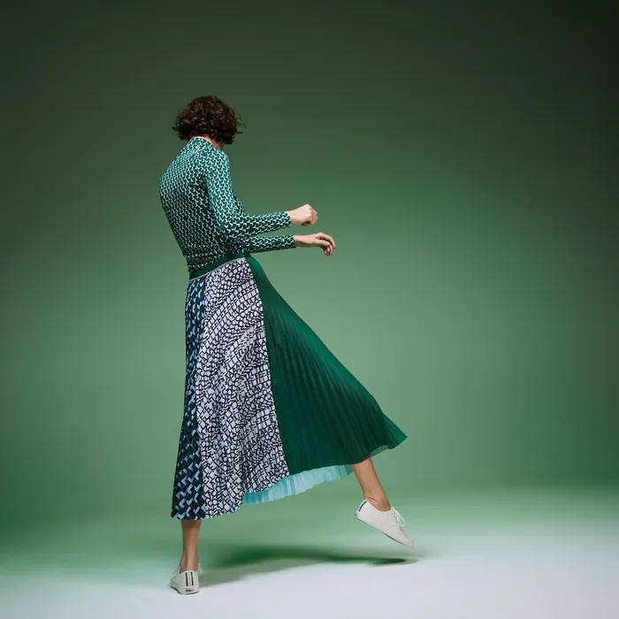 Dresses and Skirts Lacoste Womens Fashion Show Asymetrical Printed Skirt GreenLight BlueNavy BlueWhite For Sale