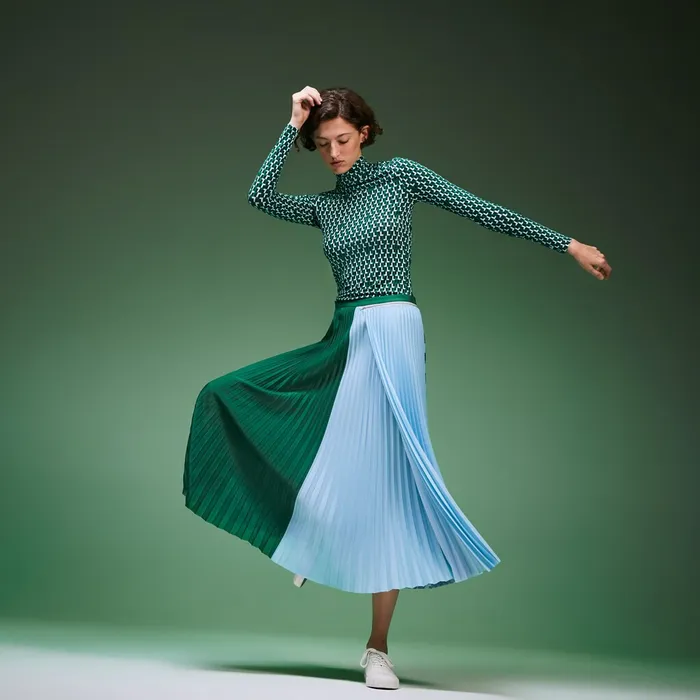 Dresses and Skirts Lacoste Womens Fashion Show Asymetrical Printed Skirt GreenLight BlueNavy BlueWhite For Sale