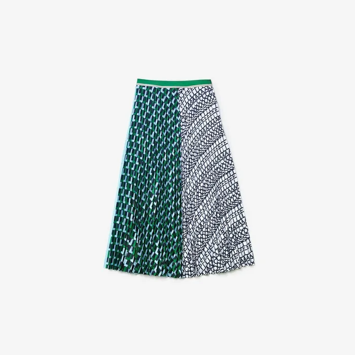 Dresses and Skirts Lacoste Womens Fashion Show Asymetrical Printed Skirt GreenLight BlueNavy BlueWhite For Sale