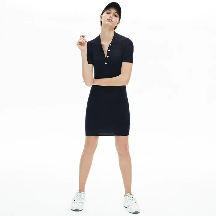 Dresses and Skirts Lacoste Womens Knit Polo Dress Navy Blue Shop Online