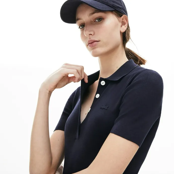Dresses and Skirts Lacoste Womens Knit Polo Dress Navy Blue Shop Online