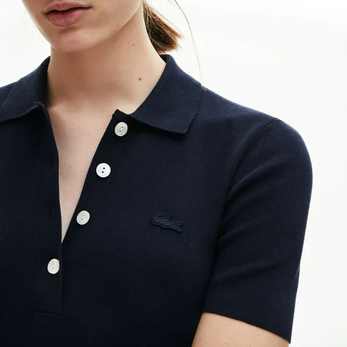 Dresses and Skirts Lacoste Womens Knit Polo Dress Navy Blue Shop Online