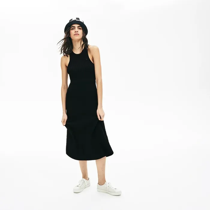 Dresses and Skirts Lacoste Womens LIVE RibbedKnit Long Tank Dress Black Online Dresses and Skirts Lacoste Womens LIVE RibbedKnit Long Tank Dress Black Online