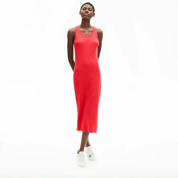 Dresses and Skirts Lacoste Womens Long Ribbed Cotton Dress Red Gift 4 You