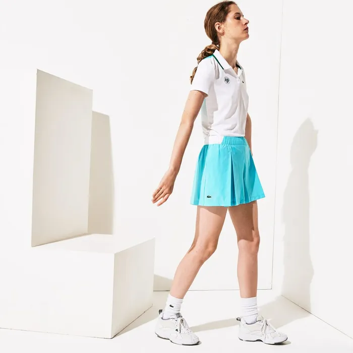 Dresses and Skirts Lacoste Womens SPORT Roland Garros Culotte Skirt TurquoiseWhiteGreen USA