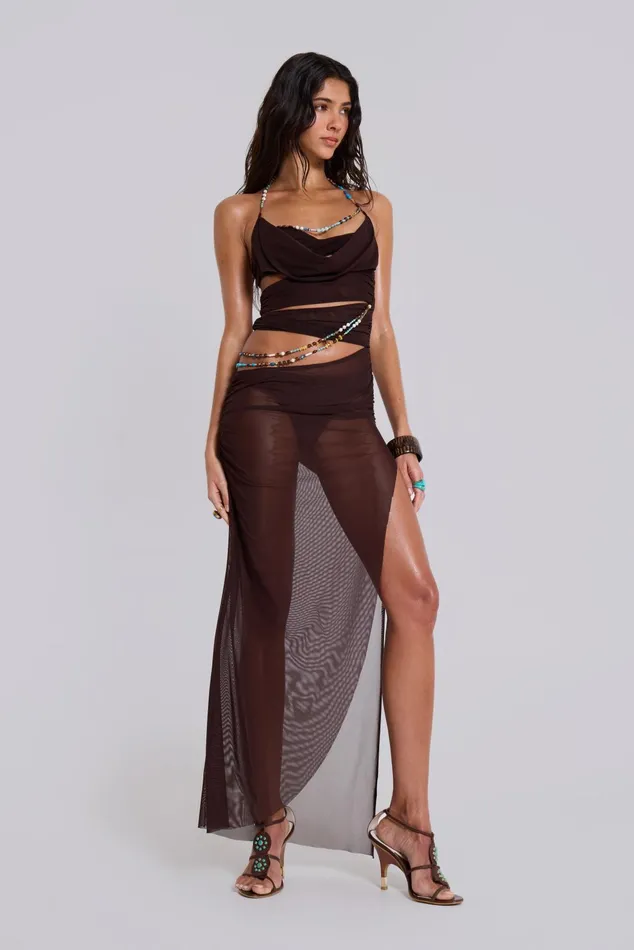 Dresses Women Jaded London Arlea Draped Maxi Dress With Beaded Trim