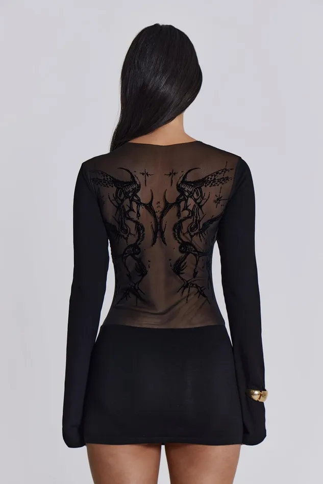 Dresses Women Jaded London Shop Black Wings Mesh Dress