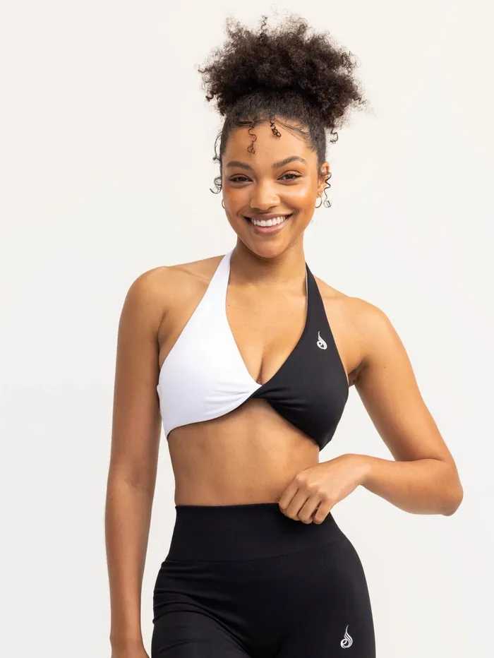 Duo Halter Twist Sports Bra 8211 BlackWhite Women Ryderwear Sports Bras