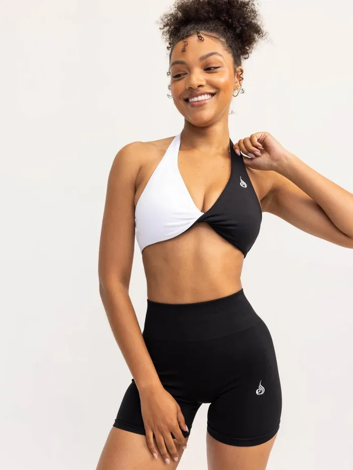 Duo Halter Twist Sports Bra 8211 BlackWhite Women Ryderwear Sports Bras