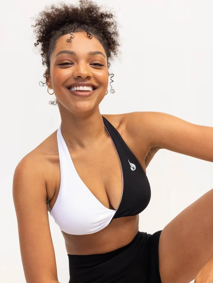 Duo Halter Twist Sports Bra 8211 BlackWhite Women Ryderwear Sports Bras