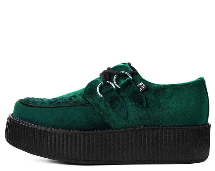 Emerald Green Velvet Vegan Round Toe Viva Mondo Creeper Men TUK Shoes Vegan Emerald Green Velvet Vegan Round Toe Viva Mondo Creeper Men TUK Shoes Vegan