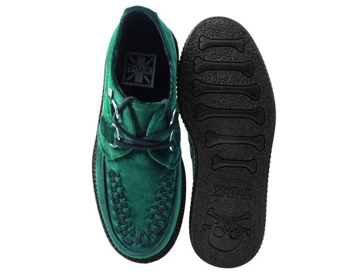 Emerald Green Velvet Vegan Round Toe Viva Mondo Creeper Men TUK Shoes Vegan Emerald Green Velvet Vegan Round Toe Viva Mondo Creeper Men TUK Shoes Vegan