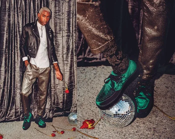 Emerald Green Velvet Vegan Round Toe Viva Mondo Creeper Men TUK Shoes Vegan Emerald Green Velvet Vegan Round Toe Viva Mondo Creeper Men TUK Shoes Vegan