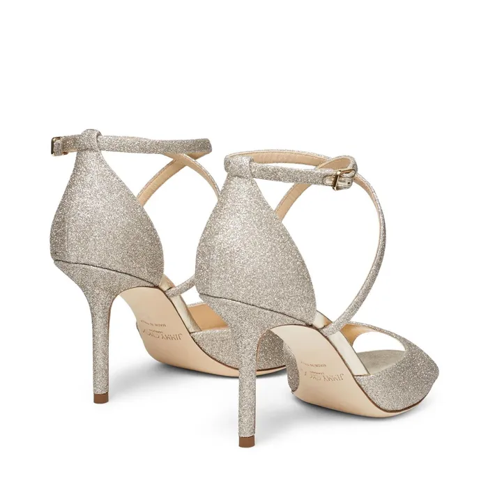 Emsy 85 Platinum Ice Dusty Glitter Sandals Platinum Ice Women JIMMY CHOO Bridal Shoes