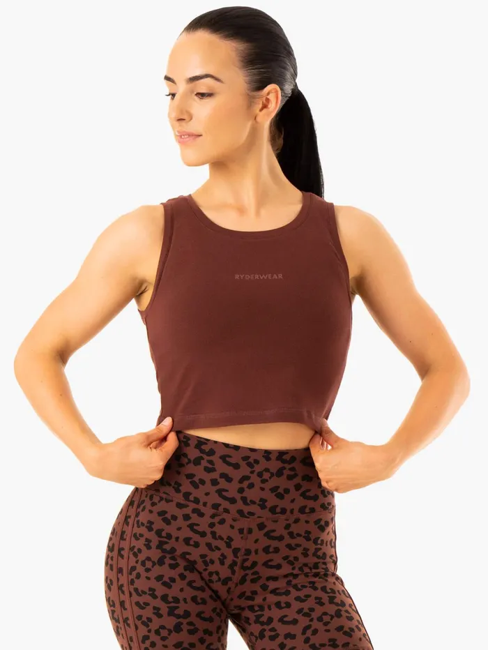 Evolution Cotton Tank 8211 Chocolate Women Ryderwear Tops
