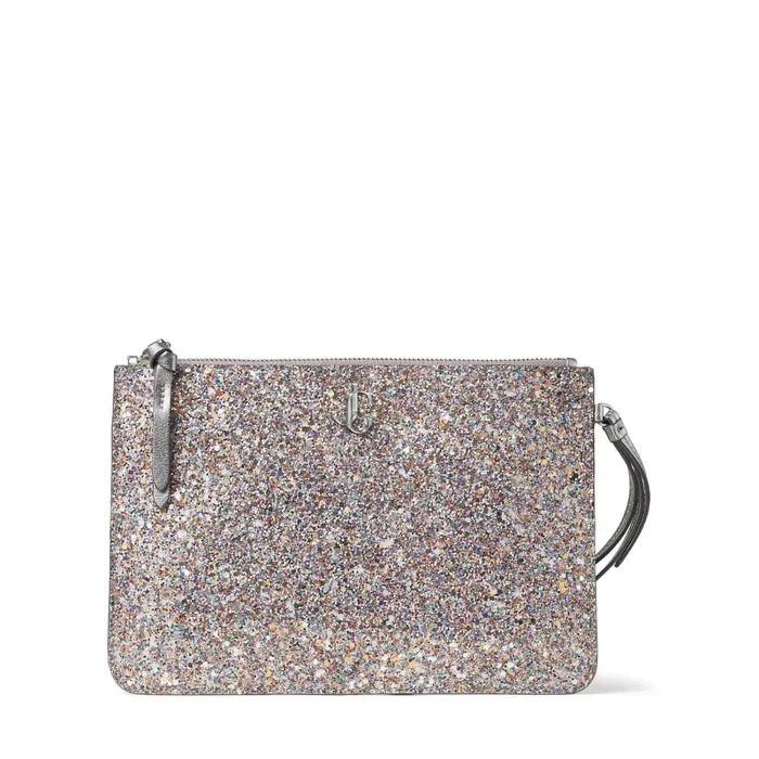 Fara Luminous GlowInTheDark Glitter Fabric Wristlet Pouch With Jc Emblem Mochi Women JIMMY CHOO Small Leather Goods Fara Luminous GlowInTheDark Glitter Fabric Wristlet Pouch With Jc Emblem Mochi Women JIMMY CHOO Small Leather Goods