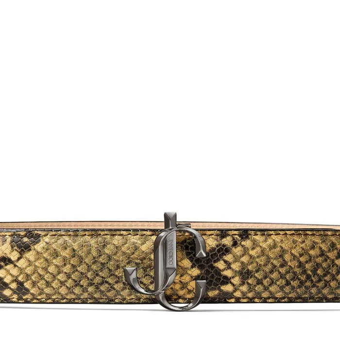 Felisa Dijon Snake Printed Leather Belt With Jc Emblem Dijon Women JIMMY CHOO Belts