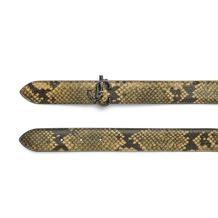 Felisa Dijon Snake Printed Leather Belt With Jc Emblem Dijon Women JIMMY CHOO Belts
