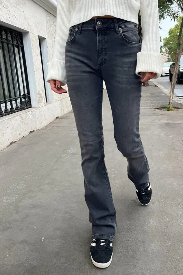 Flare Jeans Women Subdued Denim