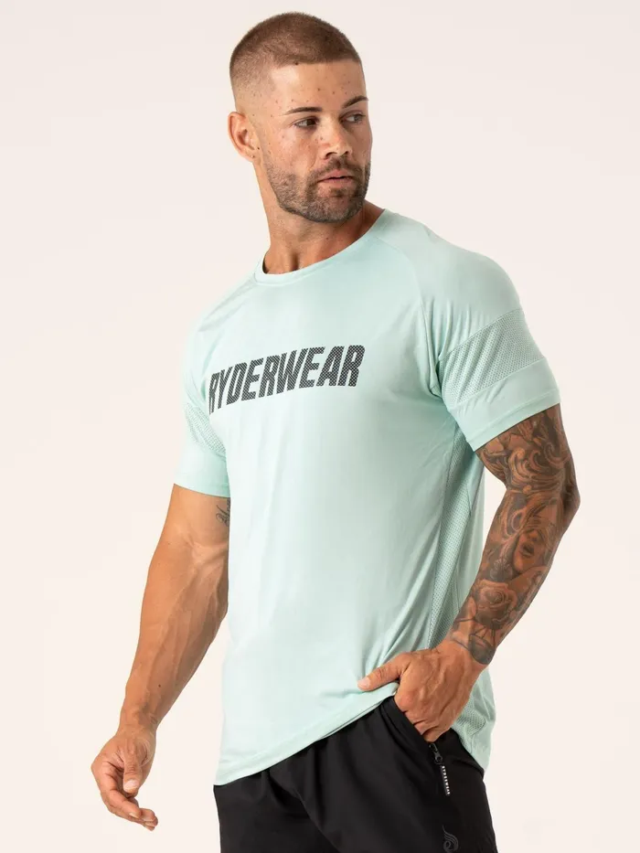 Flex Mesh TShirt 8211 Aqua Men Ryderwear Tops