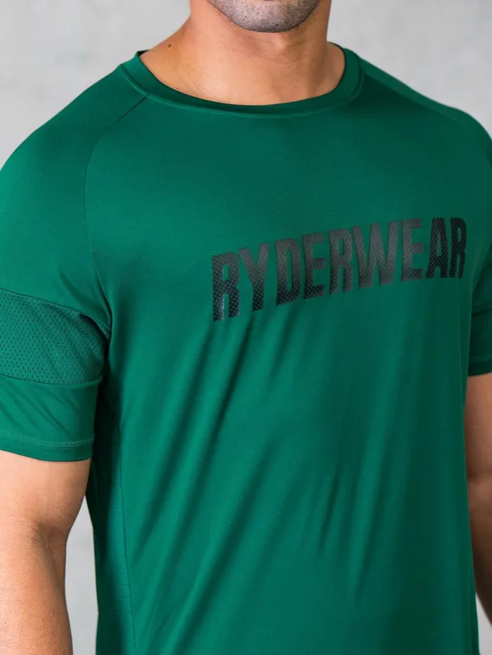 Flex Mesh TShirt 8211 Dark Green Men Ryderwear Tops