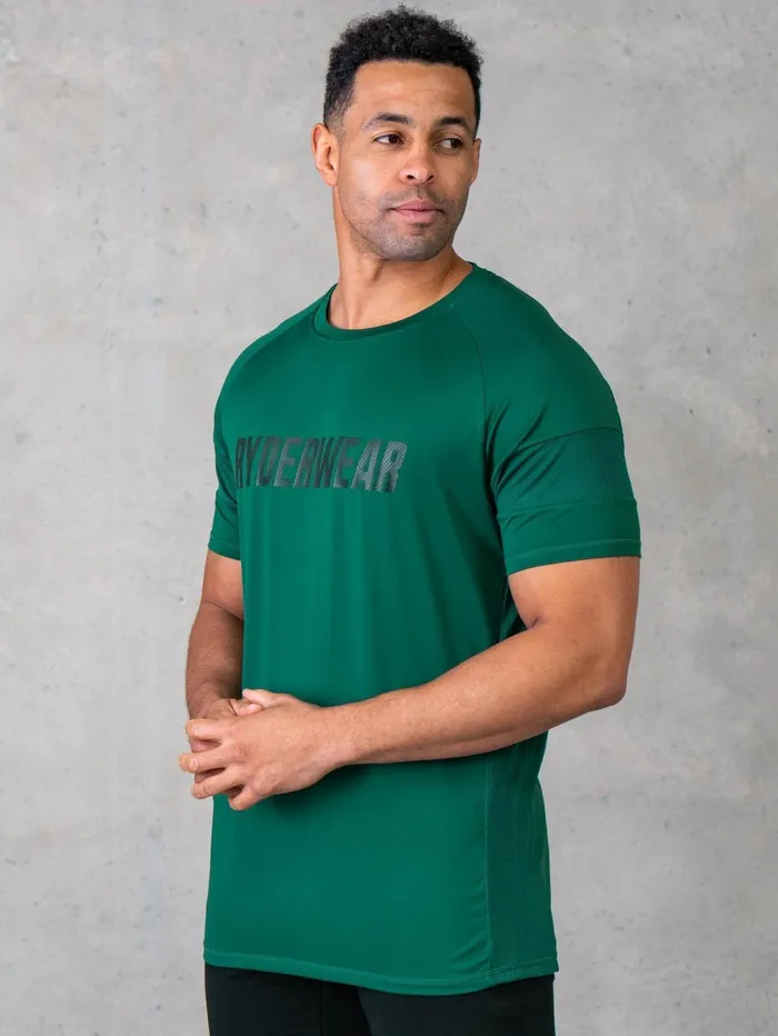 Flex Mesh TShirt 8211 Dark Green Men Ryderwear Tops
