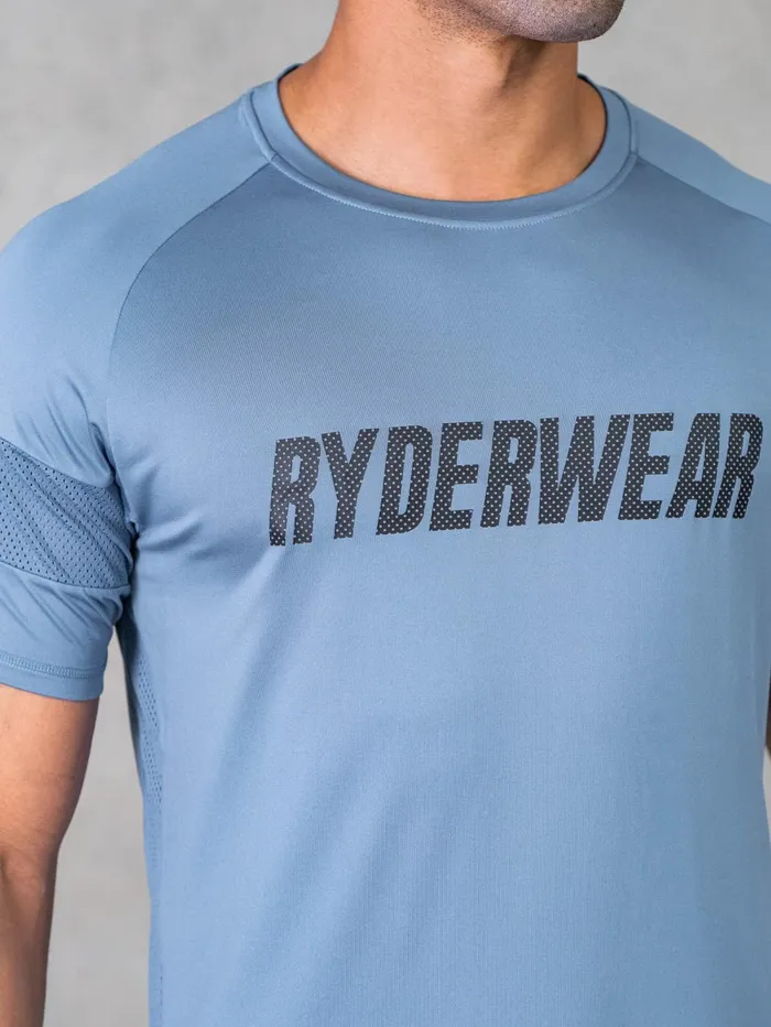Flex Mesh TShirt 8211 Indigo Blue Men Ryderwear Tops