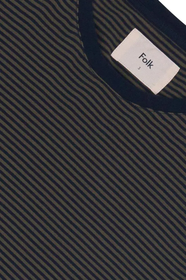 Folk Clothing 12151 Striped TShirt 8211 Navy Sage Mens TShirts