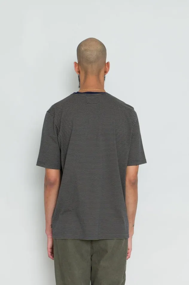 Folk Clothing 12151 Striped TShirt 8211 Navy Sage Mens TShirts