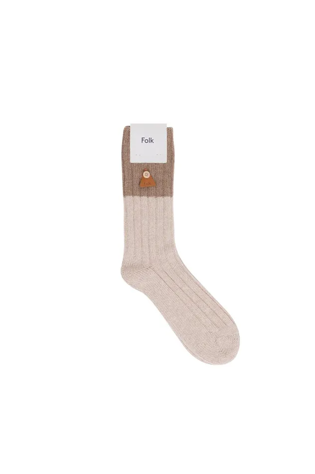 Folk Clothing 2 Tone Wool Sock 8211 Ecru Mouse Mix MensWomens Socks