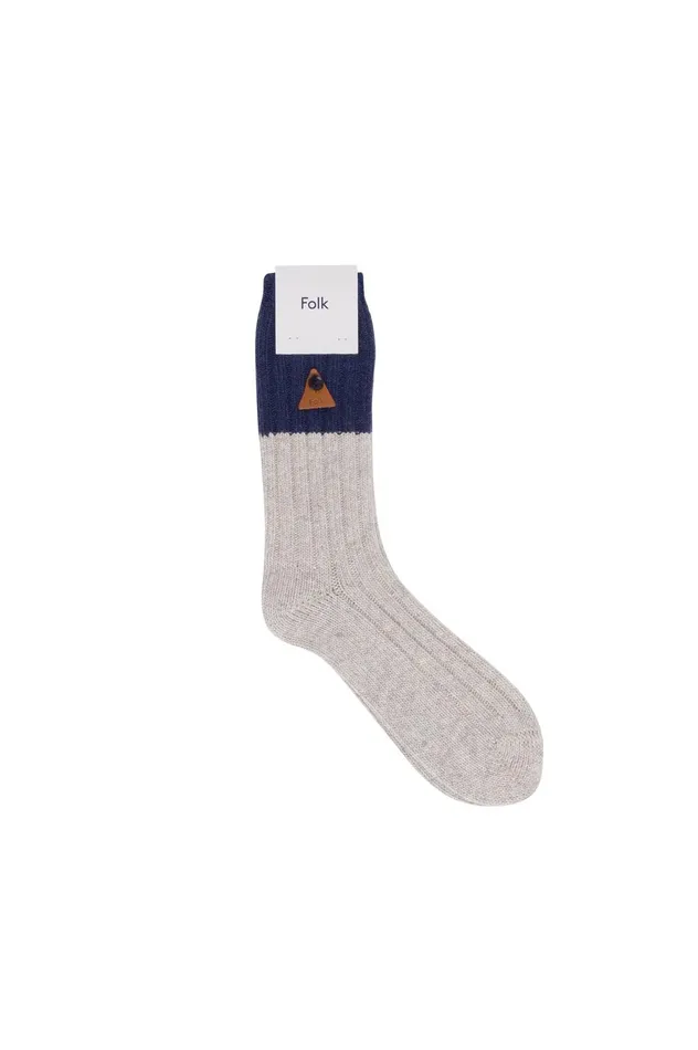 Folk Clothing 2 Tone Wool Sock 8211 Navy Silver Mix MensWomens Socks