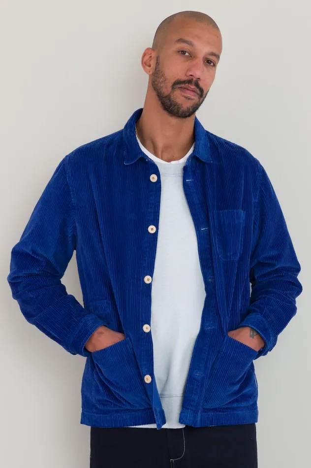 Folk Clothing Assembly Jacket 8211 Bright Blue Heavy Cord Mens Outerwear
