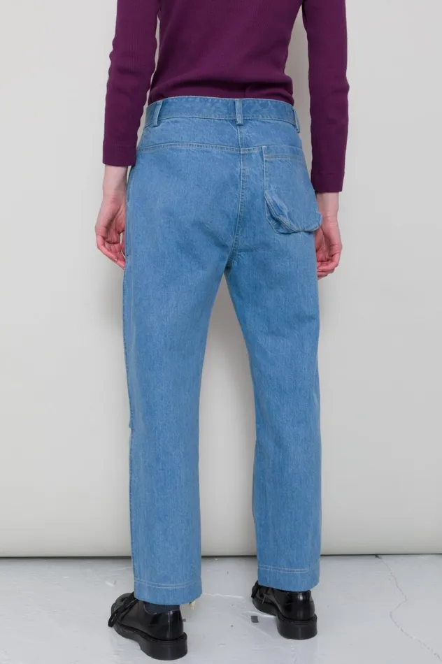Folk Clothing Barrel Trousers 8211 Bleached Denim Womens Trousers