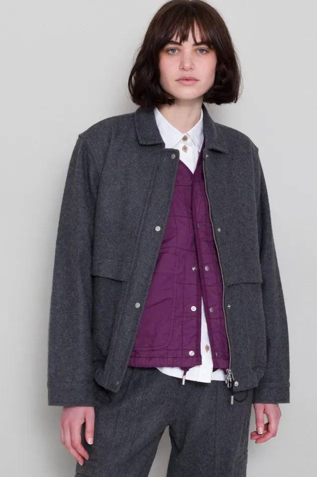 Folk Clothing Blouson 8211 Mid Grey Wool Womens Outerwear