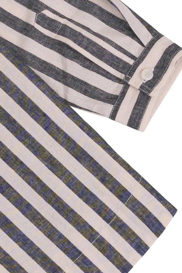 Folk Clothing Boyfriend Shirt 8211 Coal Ecru Stripe Womens Shirting