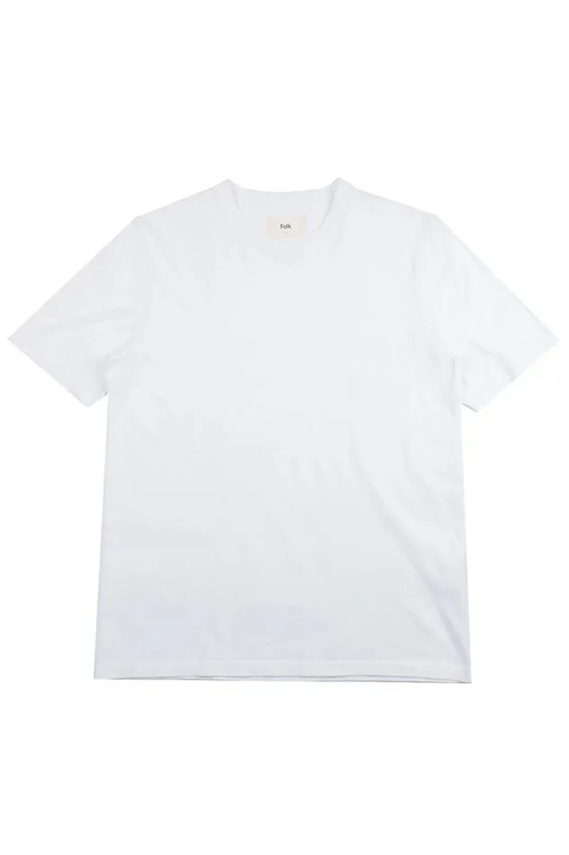 Folk Clothing Contrast Sleeve TShirt 8211 White Mens TShirts