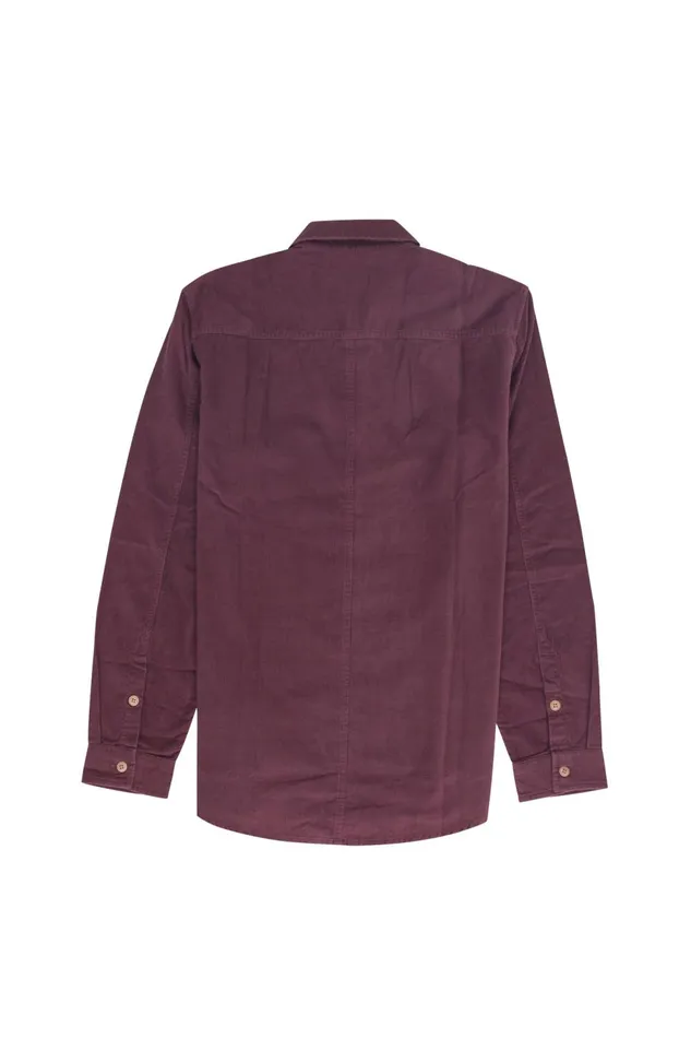 Folk Clothing Direction Babycord Shirt 8211 Black Cherry Mens Shirts