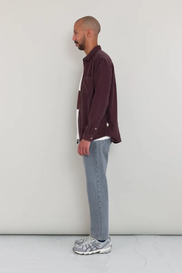 Folk Clothing Direction Babycord Shirt 8211 Black Cherry Mens Shirts