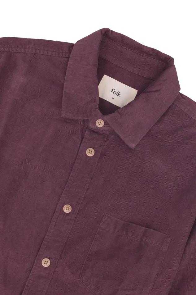 Folk Clothing Direction Babycord Shirt 8211 Black Cherry Mens Shirts