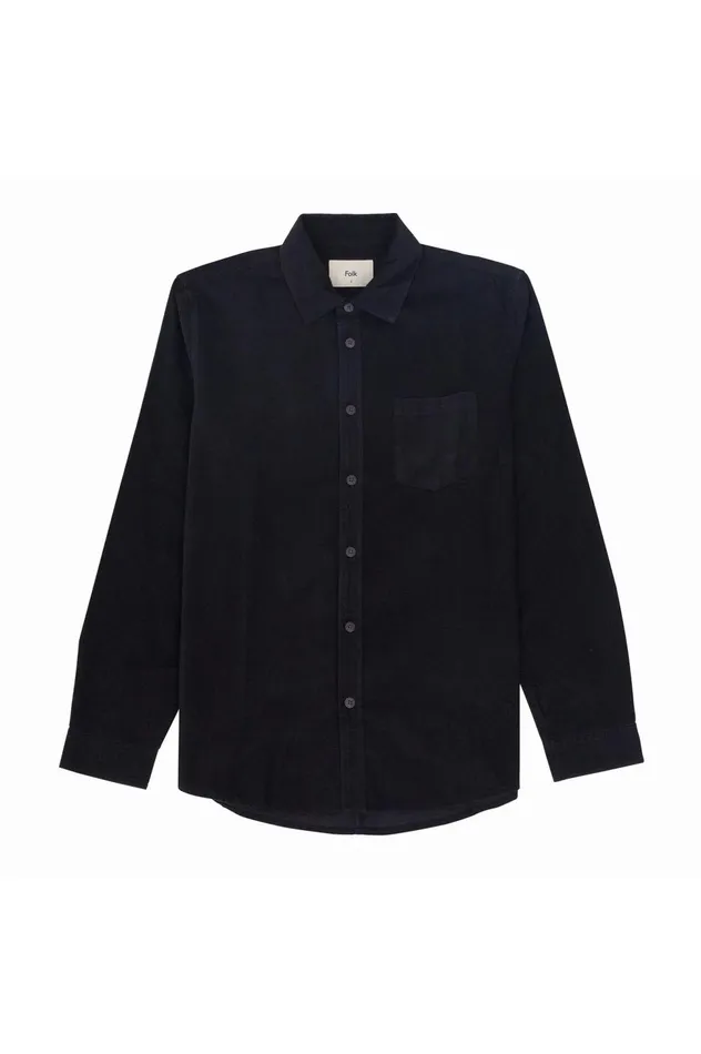 Folk Clothing Direction Babycord Shirt 8211 Soft Black Mens Shirts