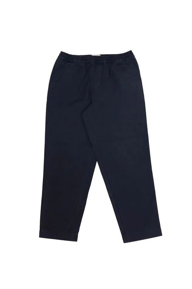 Folk Clothing Drawcord Assembly Pant 8211 Soft Black Linear Texture Mens Trousers