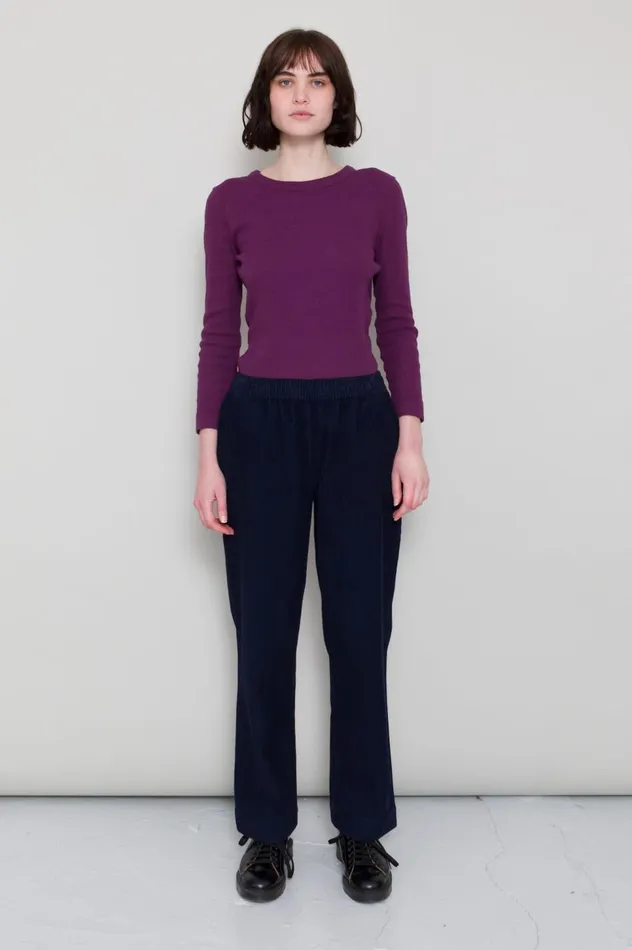 Folk Clothing Drawcord Signal Pant 8211 Soft Navy Cord Womens Trousers