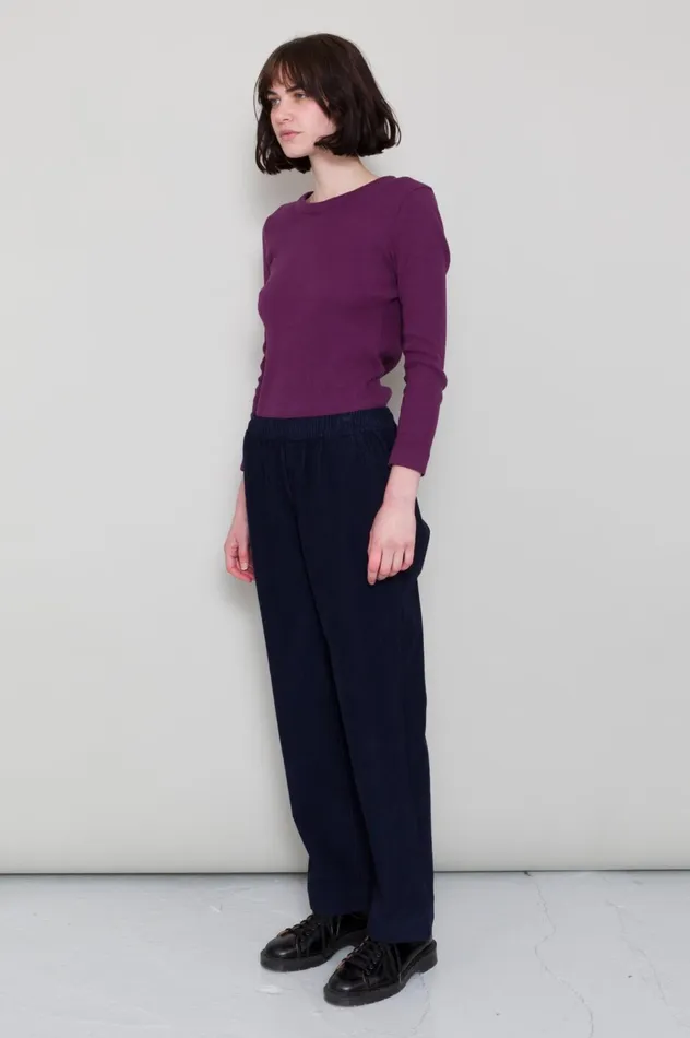 Folk Clothing Drawcord Signal Pant 8211 Soft Navy Cord Womens Trousers