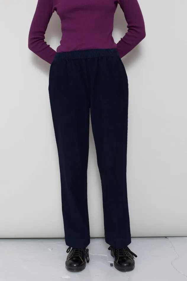 Folk Clothing Drawcord Signal Pant 8211 Soft Navy Cord Womens Trousers