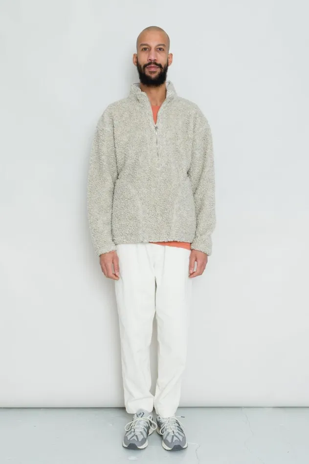Folk Clothing Fleece Overhead 8211 Greige Curly Wool Mens Outerwear